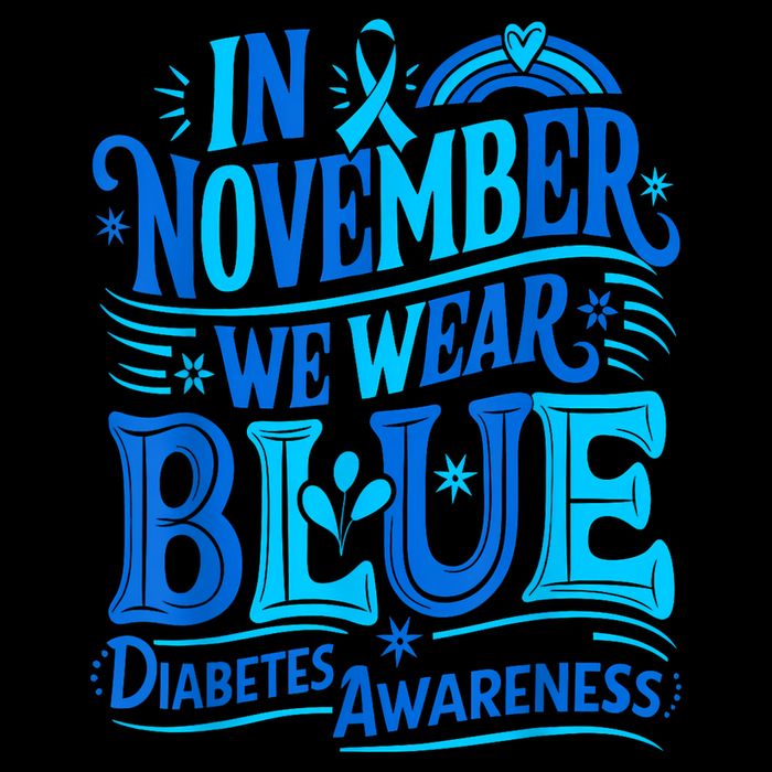 In November We Wear Blue Diabetes Awareness Drawstring Bag
