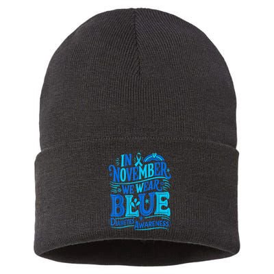 In November We Wear Blue Diabetes Awareness Sustainable Knit Beanie