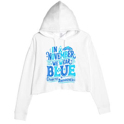 In November We Wear Blue Diabetes Awareness Crop Fleece Hoodie