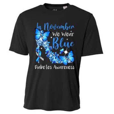 In November We Wear Blue Butterflies Diabetes Awareness Cooling Performance Crew T-Shirt