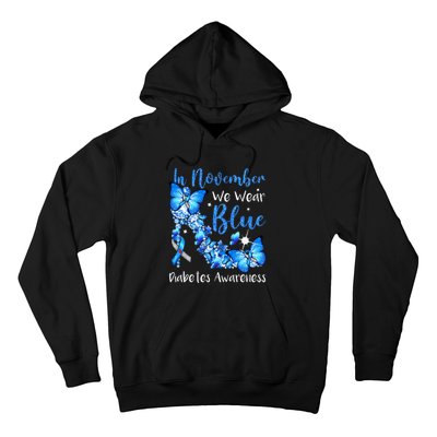 In November We Wear Blue Butterflies Diabetes Awareness Hoodie