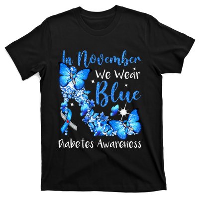 In November We Wear Blue Butterflies Diabetes Awareness T-Shirt