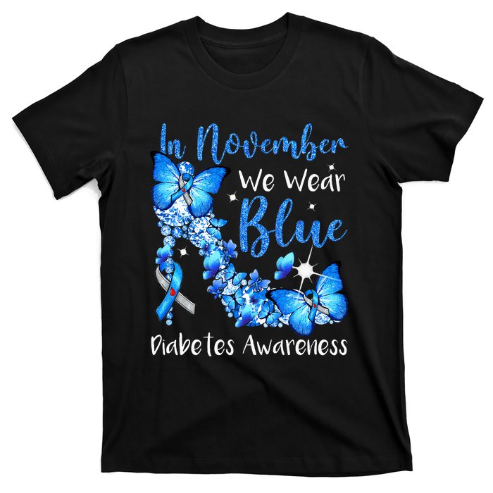 In November We Wear Blue Butterflies Diabetes Awareness T-Shirt