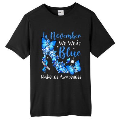 In November We Wear Blue Butterflies Diabetes Awareness Tall Fusion ChromaSoft Performance T-Shirt