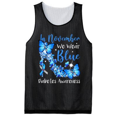 In November We Wear Blue Butterflies Diabetes Awareness Mesh Reversible Basketball Jersey Tank