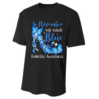 In November We Wear Blue Butterflies Diabetes Awareness Performance Sprint T-Shirt