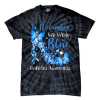 In November We Wear Blue Butterflies Diabetes Awareness Tie-Dye T-Shirt