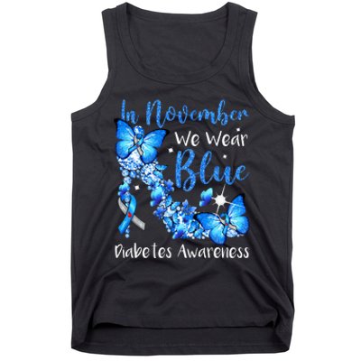 In November We Wear Blue Butterflies Diabetes Awareness Tank Top