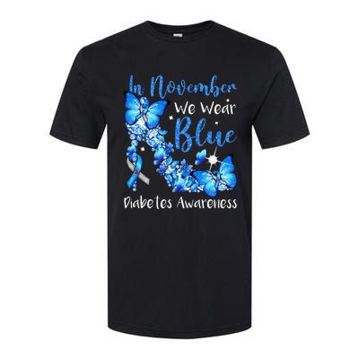 In November We Wear Blue Butterflies Diabetes Awareness Softstyle CVC T-Shirt