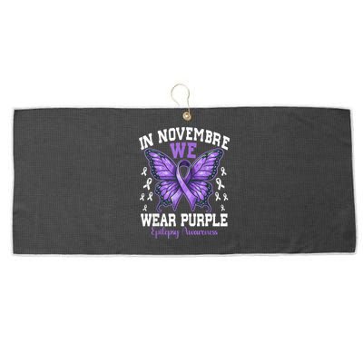 In November We Wear Purple Epilepsy Awareness Month Ribbon Large Microfiber Waffle Golf Towel