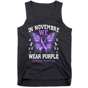 In November We Wear Purple Epilepsy Awareness Month Ribbon Tank Top