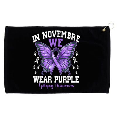 In November We Wear Purple Epilepsy Awareness Month Ribbon Grommeted Golf Towel