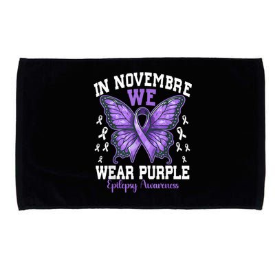 In November We Wear Purple Epilepsy Awareness Month Ribbon Microfiber Hand Towel