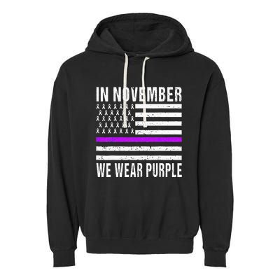 In November We Wear Purple Pancreatic Cancer Awareness Garment-Dyed Fleece Hoodie