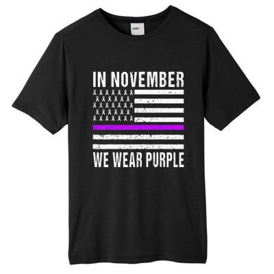 In November We Wear Purple Pancreatic Cancer Awareness Tall Fusion ChromaSoft Performance T-Shirt