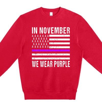 In November We Wear Purple Pancreatic Cancer Awareness Premium Crewneck Sweatshirt