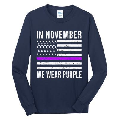 In November We Wear Purple Pancreatic Cancer Awareness Tall Long Sleeve T-Shirt