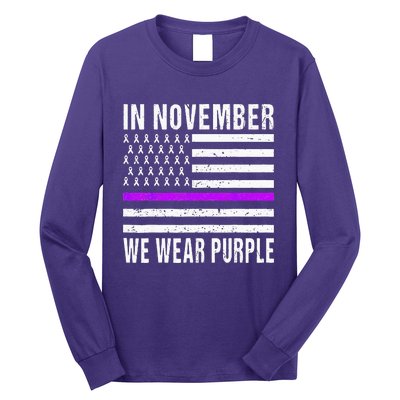 In November We Wear Purple Pancreatic Cancer Awareness Long Sleeve Shirt