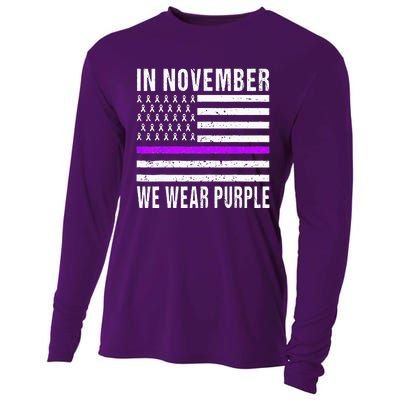 In November We Wear Purple Pancreatic Cancer Awareness Cooling Performance Long Sleeve Crew