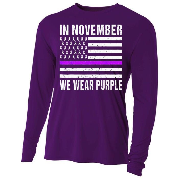 In November We Wear Purple Pancreatic Cancer Awareness Cooling Performance Long Sleeve Crew