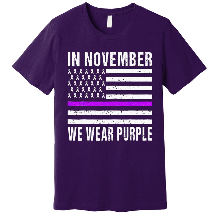 In November We Wear Purple Pancreatic Cancer Awareness Premium T-Shirt