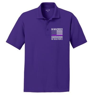 In November We Wear Purple Pancreatic Cancer Awareness PosiCharge RacerMesh Polo