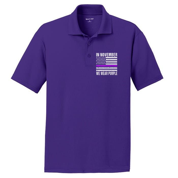 In November We Wear Purple Pancreatic Cancer Awareness PosiCharge RacerMesh Polo