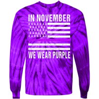 In November We Wear Purple Pancreatic Cancer Awareness Tie-Dye Long Sleeve Shirt