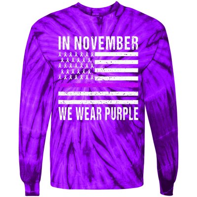 In November We Wear Purple Pancreatic Cancer Awareness Tie-Dye Long Sleeve Shirt