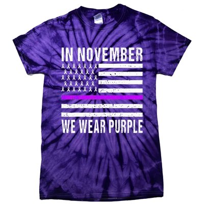 In November We Wear Purple Pancreatic Cancer Awareness Tie-Dye T-Shirt