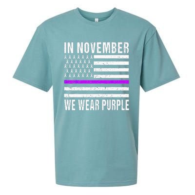 In November We Wear Purple Pancreatic Cancer Awareness Sueded Cloud Jersey T-Shirt