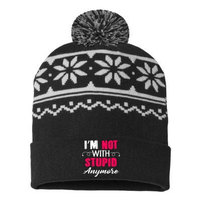 Im Not With Stupid Anymore USA-Made Snowflake Beanie