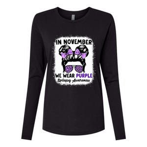 In November We Wear Purple Epilepsy Awareness Women Epilepsy Womens Cotton Relaxed Long Sleeve T-Shirt