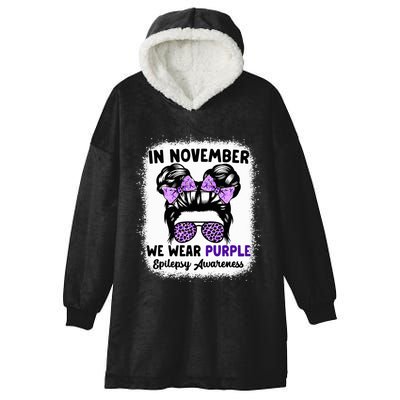 In November We Wear Purple Epilepsy Awareness Women Epilepsy Hooded Wearable Blanket