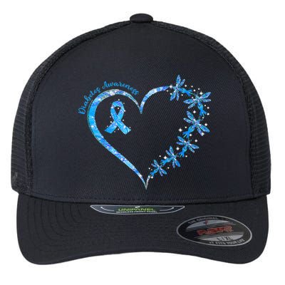 In November We Wear Blue Cure Diabetes Awareness Love Heart Flexfit Unipanel Trucker Cap