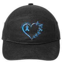 In November We Wear Blue Cure Diabetes Awareness Love Heart 7-Panel Snapback Hat