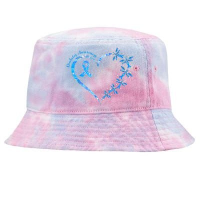 In November We Wear Blue Cure Diabetes Awareness Love Heart Tie-Dyed Bucket Hat