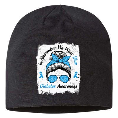 In November We Wear Blue Messy Hair Type Diabetes Awareness Sustainable Beanie