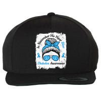 In November We Wear Blue Messy Hair Type Diabetes Awareness Wool Snapback Cap