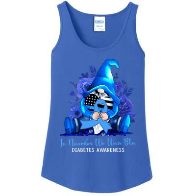 In November We Wear Blue Gnomes Diabetes Awareness Survivors Gift Ladies Essential Tank