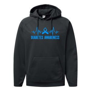 In November We Wear Bleu Diabetes Awareness Butterflies Performance Fleece Hoodie