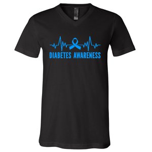 In November We Wear Bleu Diabetes Awareness Butterflies V-Neck T-Shirt