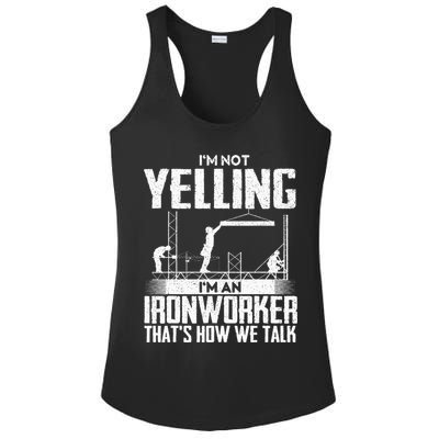 IM Not Yelling IM An Ironworker Rodbuster Ironworking Ladies PosiCharge Competitor Racerback Tank