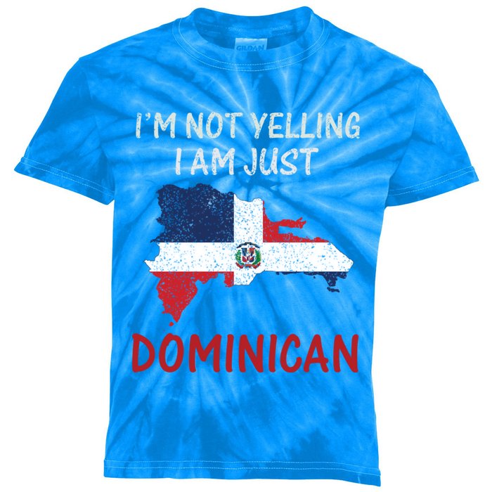 I'm Not Yelling I Am Just Dominican Klk Funny Dominican Flag Cute Gift Kids Tie-Dye T-Shirt