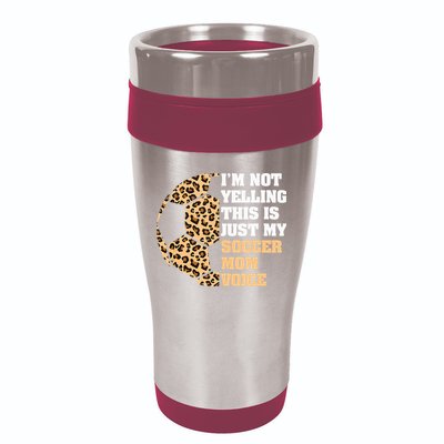 Im Not Yelling This Is My Soccer Mom Voice Leopard Ball 16oz Travel Tumbler
