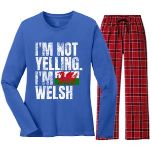 IM Not Yelling IM Welsh Quotes Graphic Funny Wales Gift Women's Long Sleeve Flannel Pajama Set 