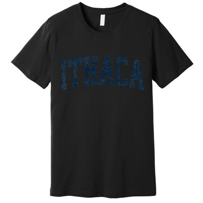 Ithaca New York Ny Vintage Athletic Sports Premium T-Shirt