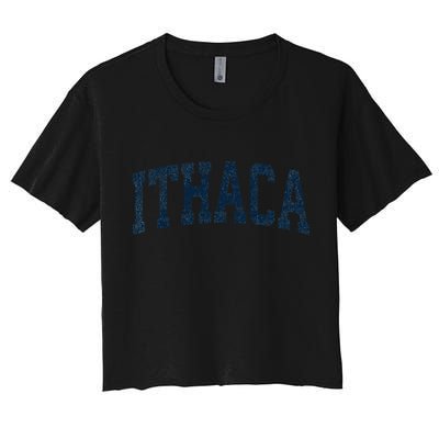 Ithaca New York Ny Vintage Athletic Sports Women's Crop Top Tee