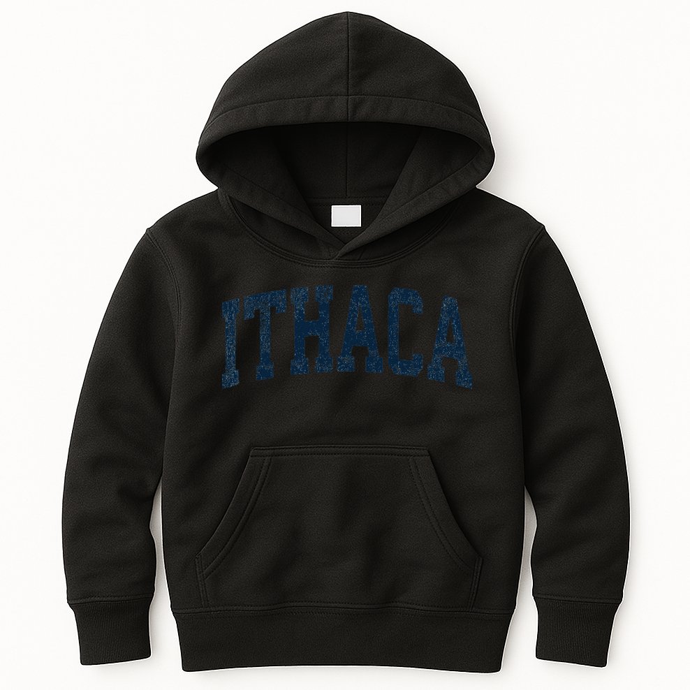 Ithaca New York Ny Vintage Athletic Sports Kids Hoodie