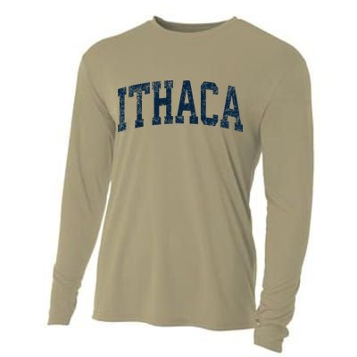 Ithaca New York Ny Vintage Athletic Sports Cooling Performance Long Sleeve Crew